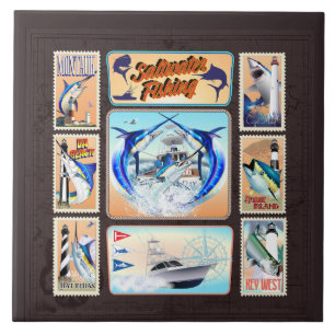 Saltwater Fishing Lighthouses Tile