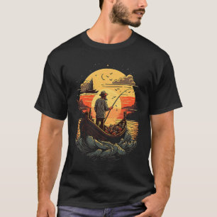 Saltwater Fishing Trip Fisherman Fishing On Sunset T-Shirt