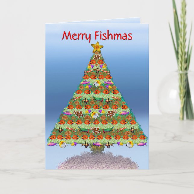 Saltwater Reef Aquarium Poisson Carte de Noël (Devant)