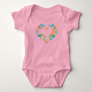 Saltwater Sea Life Heart Baby Bodysuit