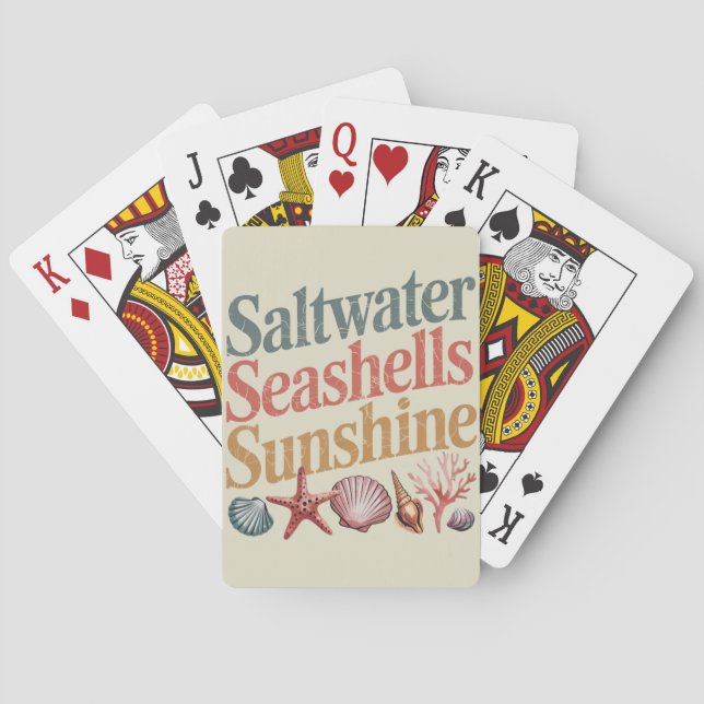 Saltwater Seashells Sunshine Summer Beach Vacation Playing Cards (Back)