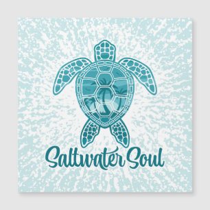Saltwater Soul Tropical Sea Turtle with Palm Trees