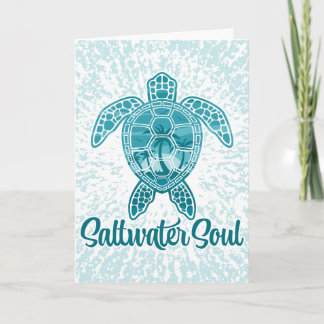 Saltwater Soul Tropical Sea Turtle with Palm Trees Card