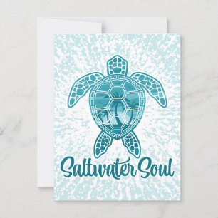 Saltwater Soul Tropical Sea Turtle with Palm Trees Postcard
