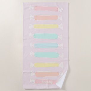 Saltwater Taffy Candy Pastel Colours Personalized Beach Towel