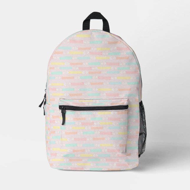 Saltwater Taffy Candy Pastel Patterned Printed Backpack (Front)