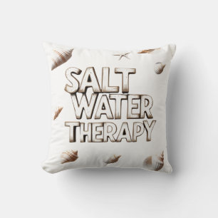 Saltwater Therapy Ocean Quote Summer Beach Design Throw Pillow
