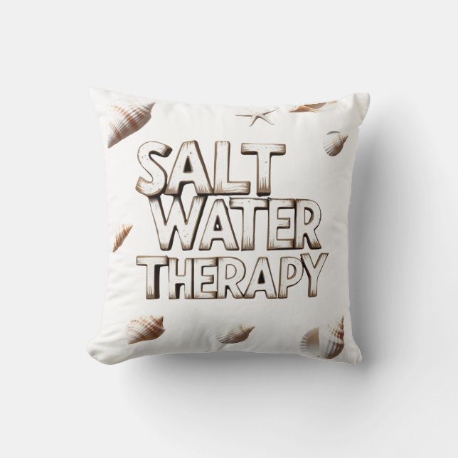 Saltwater Therapy Ocean Quote Summer Beach Design Throw Pillow (Front)