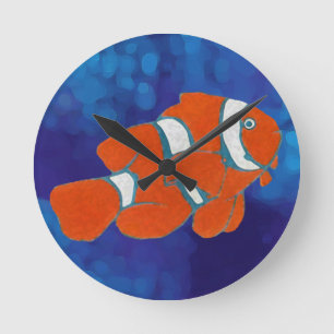 saltwater tropical clown fish round clock