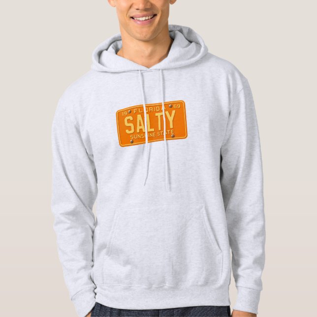 Salty 1969 - Retro Florida License Plate Graphic Hoodie (Front)