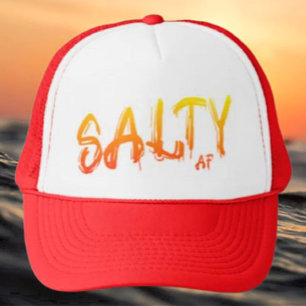 "Salty AF" logo Sunset Trucker Hat