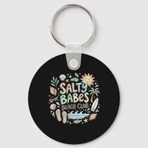 Salty Babes Beach Club Ocean Group Sunny Coastal Keychain