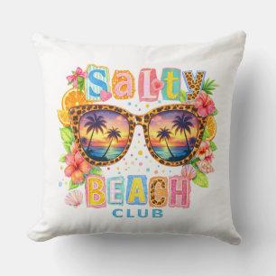 Salty Beach Club Tropical Sunset Sunglasses Throw Pillow