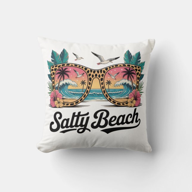 Salty Beach Glasses  Throw Pillow (Front)