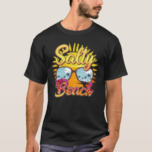 Salty Beach   Tropical Sun & Palm Tree T-Shirt