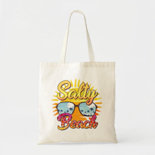 Salty Beach Tropical Sun & Palm Tree Tote Bag