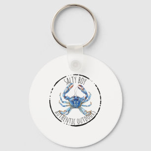 Salty Boy Salty Attitude Funny Fishing Crab Fishin Keychain