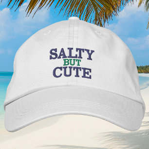 Salty But Cute / Navy & Green Preppy Beach Embroidered Hat
