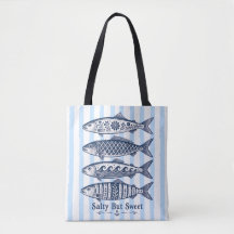 Salty But Sweet Blue Stripe Nautical Fish