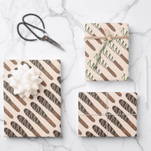 Salty Chocolate Covered Pretzel Sticks Junk Food Wrapping Paper Sheet
