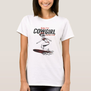 Salty Cowgirl Surfing Club Retro Surf Girl T-Shirt