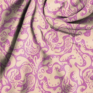 Salty Creatures Pink and Peach Seamless Pattern Fabric