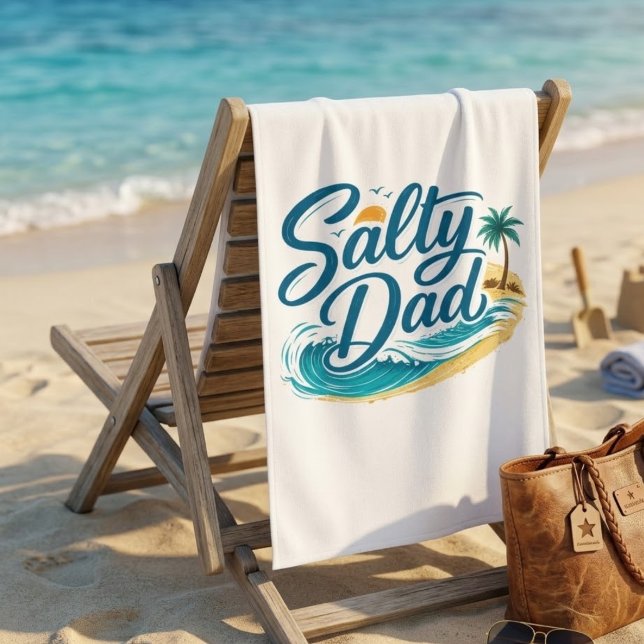 Salty Dad Vintage Beach Ocean Wave Towel (Creator Uploaded)