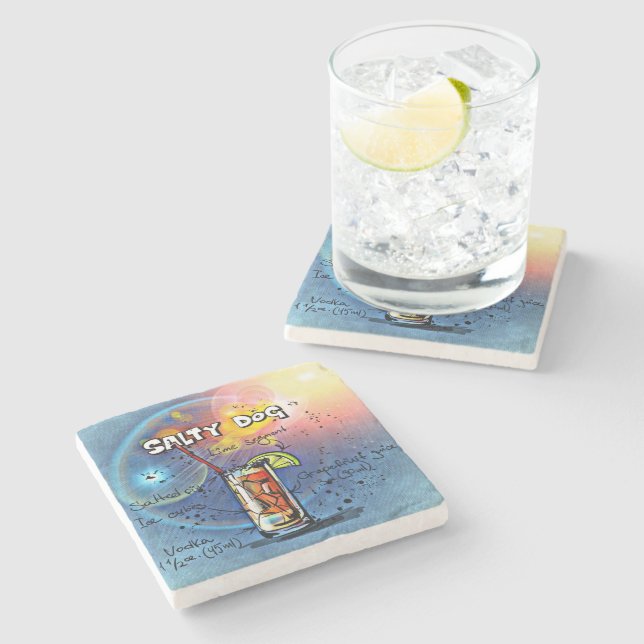 Salty Dog Cocktail (#6 of 12 Drink Recipe Sets) Stone Coaster (Side)