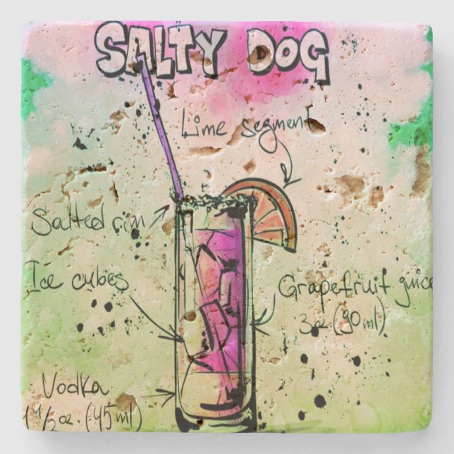 Salty Dog Drink Recipe Stone Coaster (Front)
