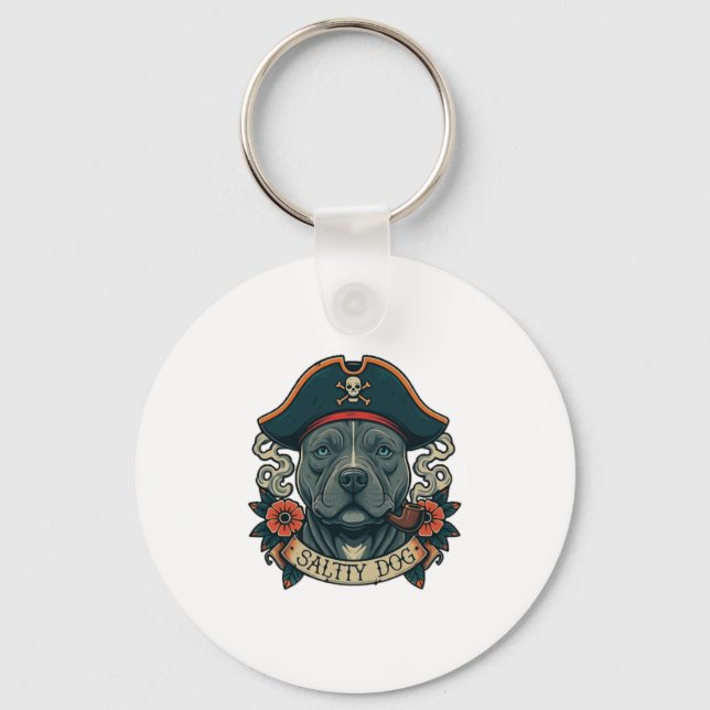 Salty Dog Pitbull Keychain (Front)