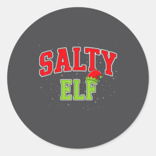 Salty Elf Christmas Family Matching Group Xmas  Classic Round Sticker