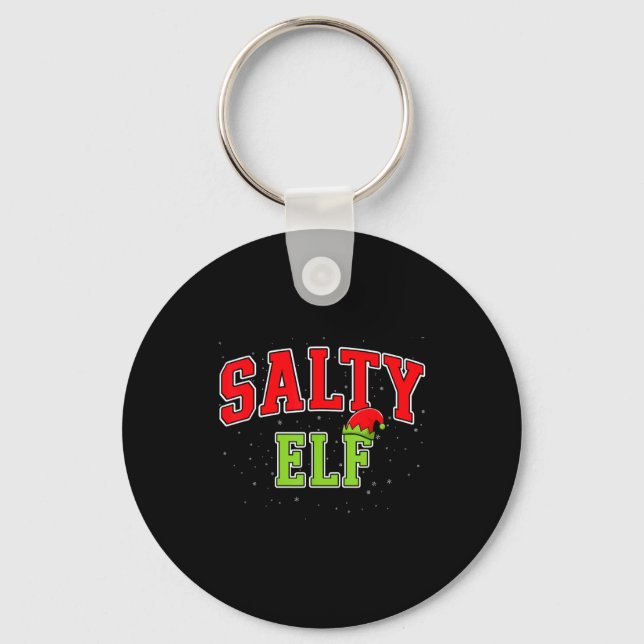 Salty Elf Christmas Family Matching Group Xmas  Keychain (Front)