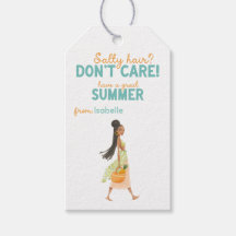 Salty Hair Don't Care Beach Girl Summer Gift Tag