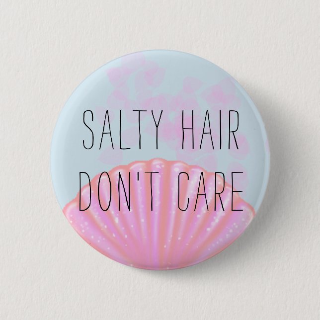 Salty Hair Don't Care - Mermaid 2 Inch Round Button (Front)
