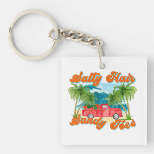 Salty Hair, Sandy Toes Tropical Truck & Beach Keychain