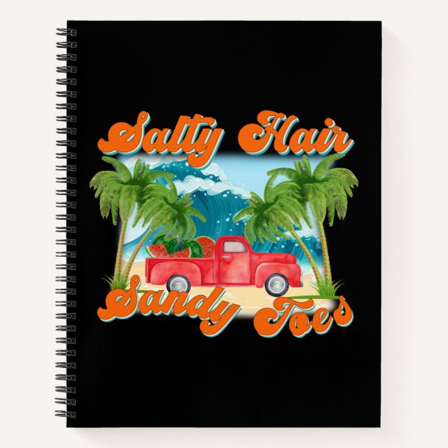 Salty Hair, Sandy Toes | Tropical Truck & Beach Notebook (Front)