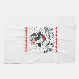 Salty Heifer Christmas Cow Funny Vintage Engraving Kitchen Towel