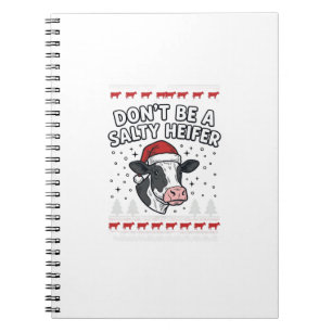 Salty Heifer Christmas Cow Funny Vintage Engraving Notebook