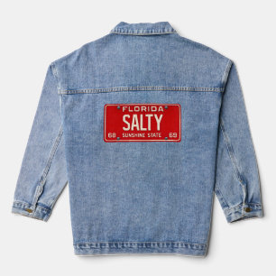 Salty Life 1969   Retro Florida License Plate Surf Denim Jacket