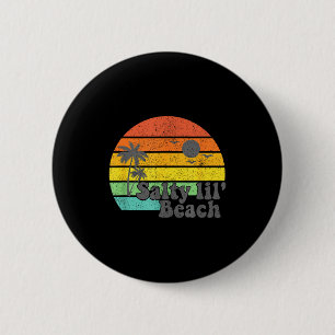 Salty Lil Beach Retro Vacation Funny Summer Quote  2 Inch Round Button