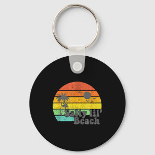 Salty Lil Beach Retro Vacation Funny Summer Quote  Keychain
