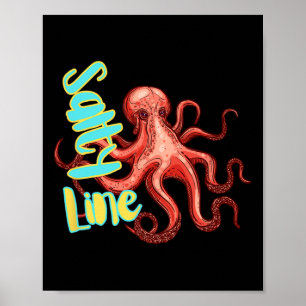 Salty Line Octopus Ocean Fishing Boat Trip Crew Va Poster