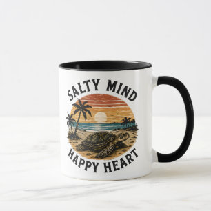 Salty Mind Sea Turtle Beach Sunset Art Design Mug