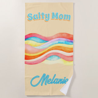 Salty Mom Coastal Summer Vibes Beach Towel