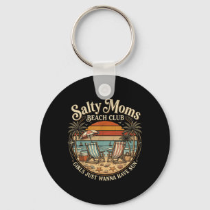 Salty Moms Beach Club Summer Vacation Holiday Keychain