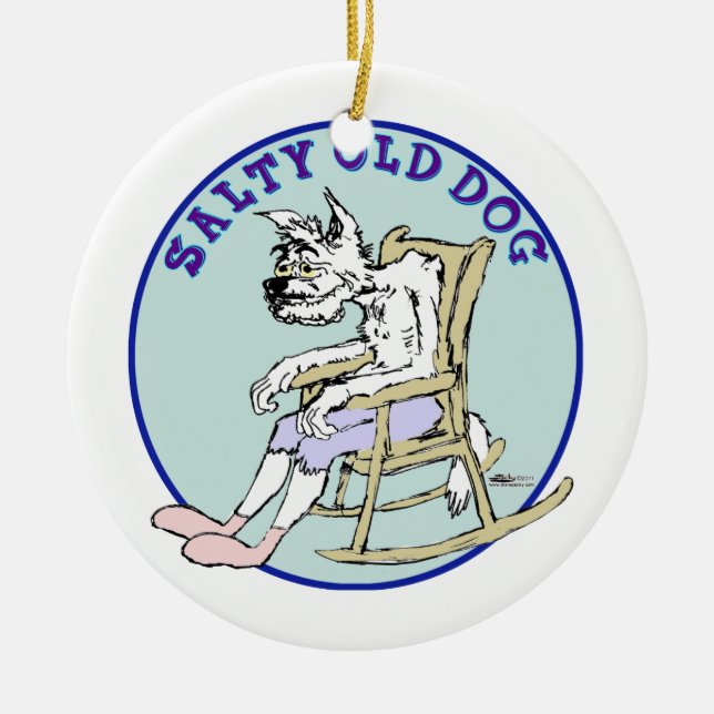 Salty Old Dog Ceramic Ornament (Front)