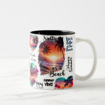 Salty Sandy Happy Tropical Sunset Coffee Mug