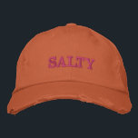 SALTY Sarcastic Sayings in Orange and Pink<br><div class="desc">A cool embroidered typography design with the sarcastic saying "SALTY" in Blush Pink Letters on a Burnt Orange Colour Background.</div>