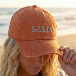 SALTY Sarcastic Sayings in Orange and Pink Embroidered Hat
