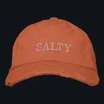 SALTY Sarcastic Sayings in Orange and Pink Embroidered Hat<br><div class="desc">A cool embroidered typography design with the sarcastic saying "SALTY" in Blush Pink Letters on a Burnt Orange Colour Background.</div>
